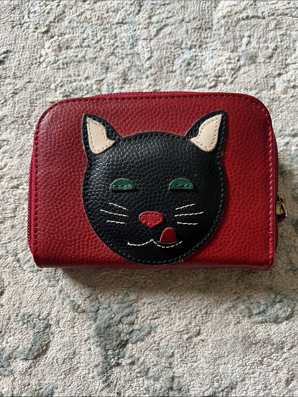 Red Cat Face Zip Wallet - J P Ourse